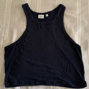 Aritzia Sunday Best Ribbed Tank Top Navy Blue